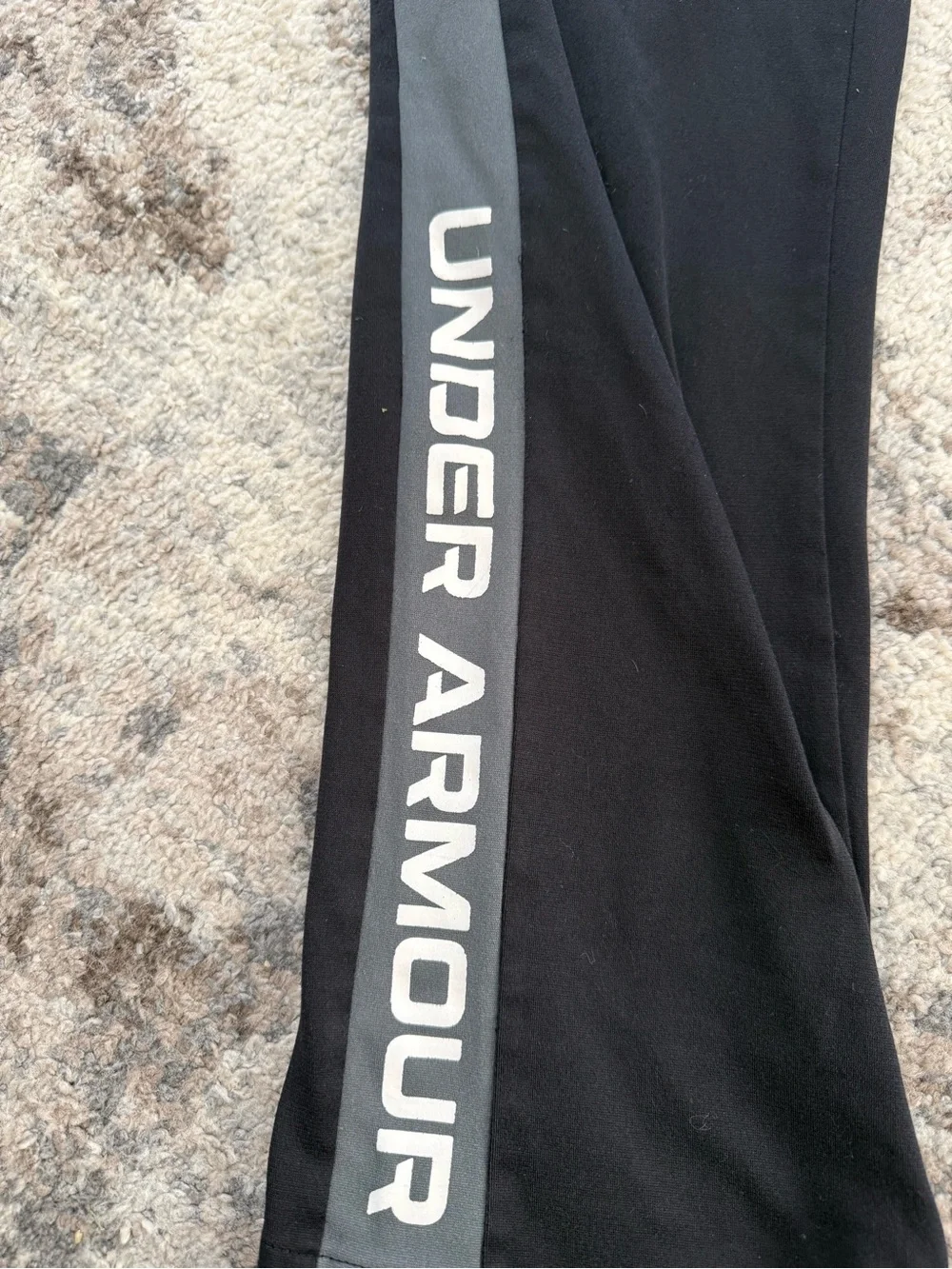 Under Armour Black Track Pants with Gray Side Stripes